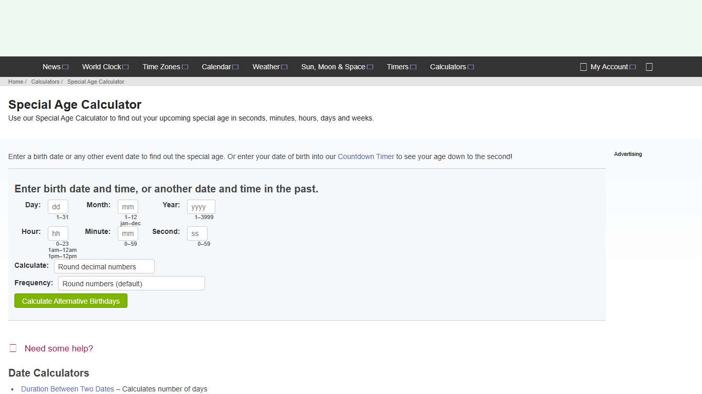Special Age Calculator